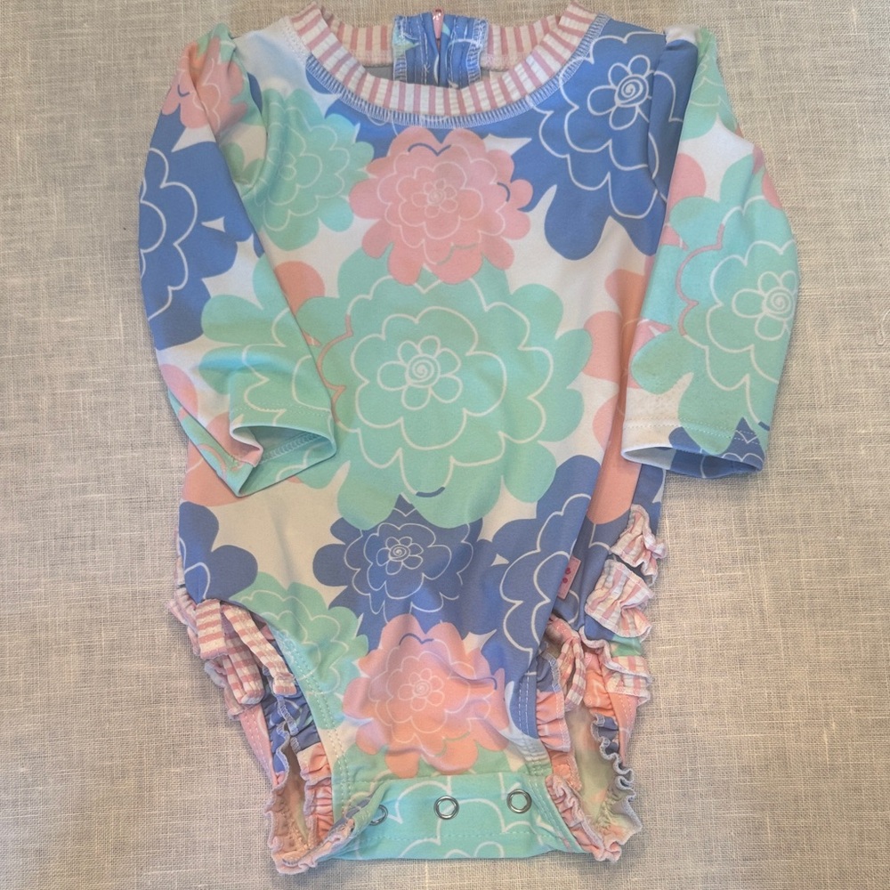 Ruffle Butts Pastel Floral Kids Swim One Piece